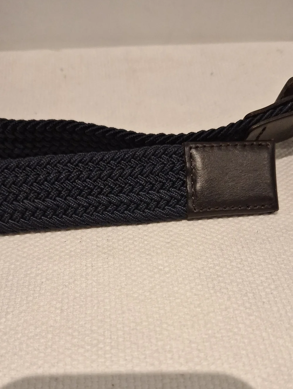 Larsson & Co. Woven Corded Navy Stretch Belt with Brass Buckle